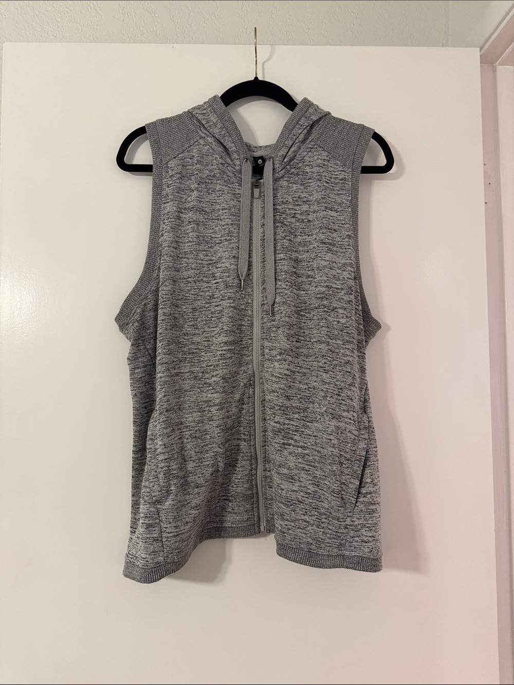 90 Degree by Reflex Sleeveless Zip-Up Hoodie Vest Gray XL